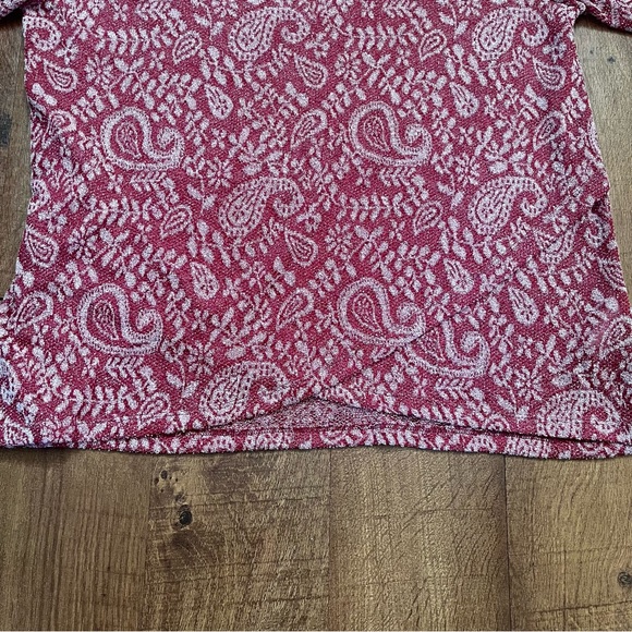 NWT lucky brand high low bell sleeve blouse top shirt women Sz 1X red white - Picture 6 of 10